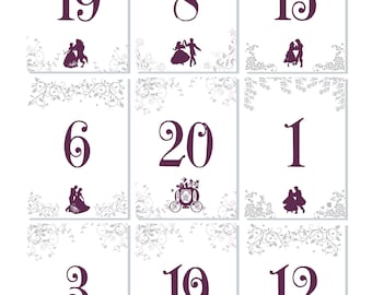 Princess Wedding Variety Table Numbers, table decor princess wedding, table cards, wedding stationery-item TN-02172017-02-lovebirdslane