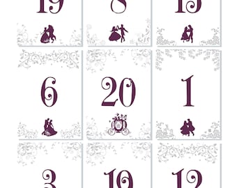 Princess Wedding Variety Table Numbers table decor princess wedding table cards wedding stationery-item TN-02172017-02-lovebirdslane