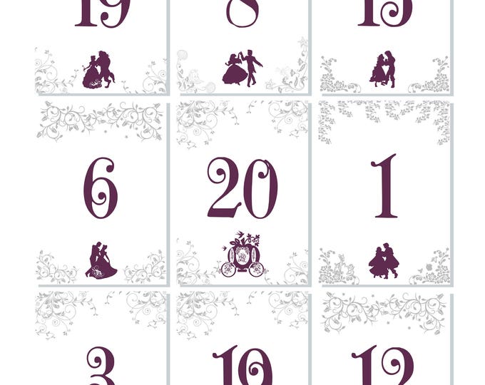 Princess Wedding Variety Table Numbers, table decor princess wedding, table cards, wedding stationery-item TN-02172017-02-lovebirdslane