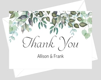 Greenery Wedding Thank You Card | Bridal Shower Thank You Card | Boho Thank You Card | Eucalyptus Gold Thank You Cards #601-6