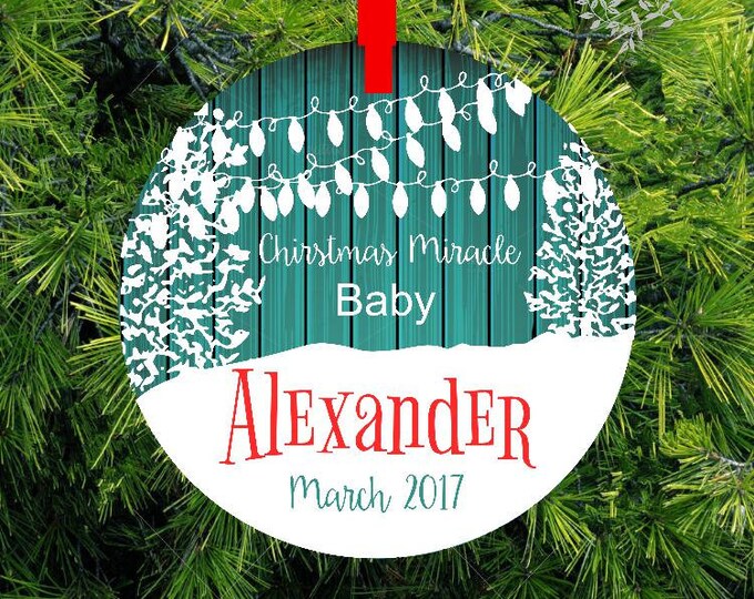 A Christmas Miracle - Expecting Ornament - Woodland Lights We're Expecting Christmas Ornament - #CO-BF-10282016-02 - lovebirdslane