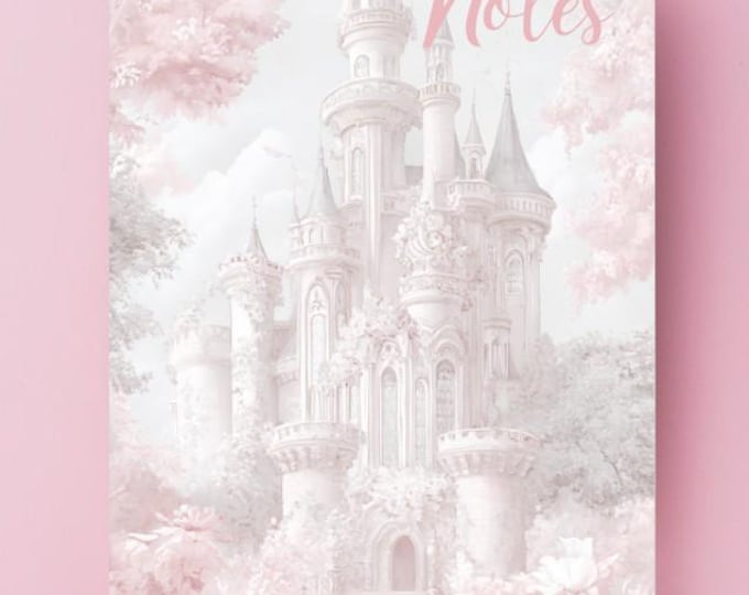 Romantic Pink Castle Notepad – Floral Vintage Design