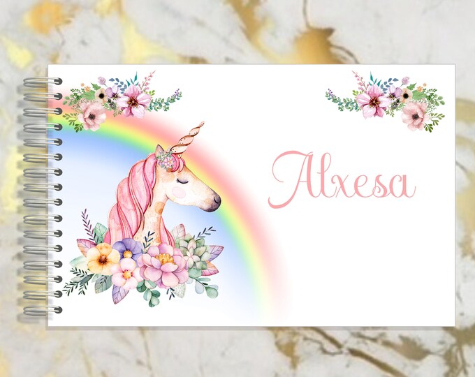 Personalized Rainbow Unicorn Journal Autograph Guestbook, Memory Journal or Baby Shower Guest Book #fairytaleBabyShower #guestbook #GB-006