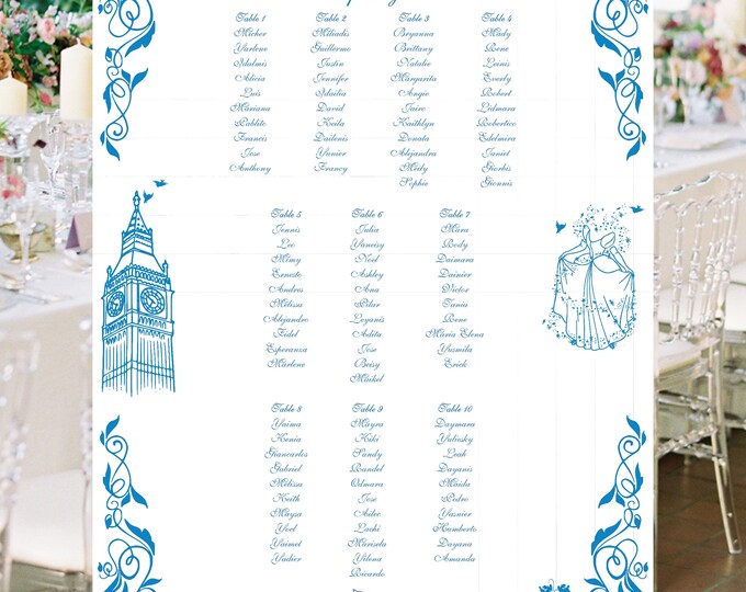 Digital Cinderella Dress Wedding Seating Chart | Printable Wedding Seating Chart |  Wedding Seating Sign | lovebirdslane  #SC-0718
