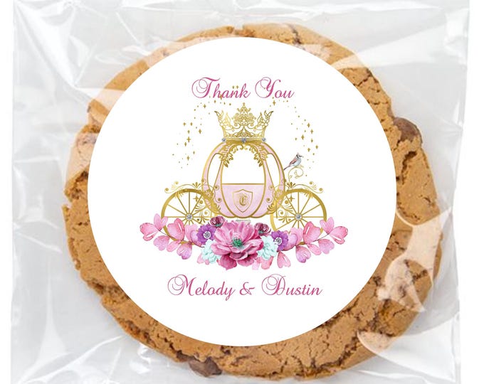 Pretty In Pink Carriage Sticker | Candy Table Décor | Wedding Thank You Labels Envelope Seal Or Treat Bag Labels