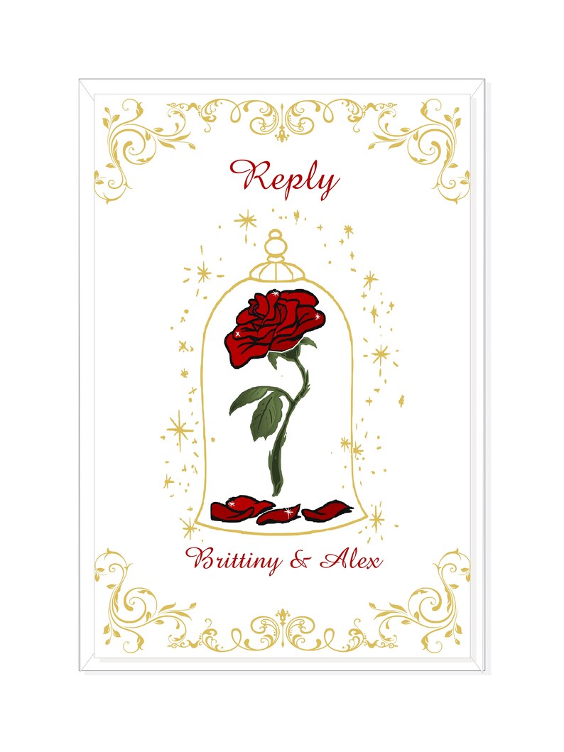 Enchanted Rose Beauty and the Beast Wedding Invitation Be Etsy