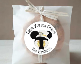 Tuxedo Mouse Ears Wedding Favor Labels | Floral Mouse Ears | His Favorite or Her Favorite