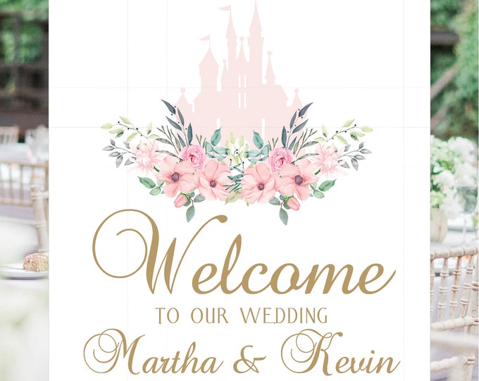 DIGITAL Blush Cinderella Castle Wedding Welcome Table Sign - Fairytale Wedding Sign - Princess Wedding Sign - lovebirdslane #220715