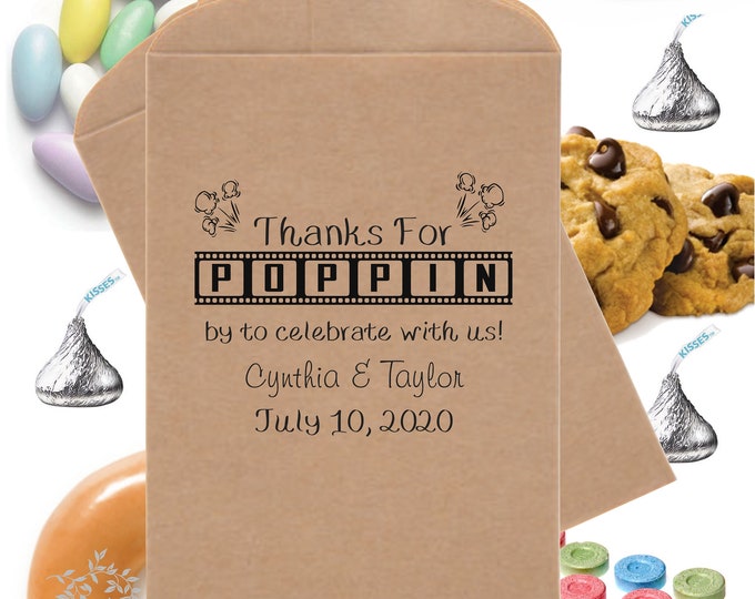 Personalized Wedding Favor Bag Thanks For Popping By Popcorn Bags Popcorn Buffet Bags Snack Bar Buffet Bags