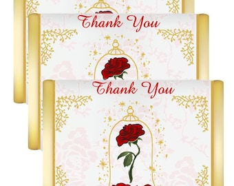 Mini Chocolate Bar Enchanted Rose Gold Sticker | Candy Table Decor | Wedding Candy Labels Envelope Seal Or Treat Bag Lable