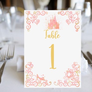 Numeri da tavolo con castello ad acquerello Seleziona i tuoi numeri / Cartellini da tavolo / Cartellini da tavolo con citazioni di compleanno / Crea il tuo set