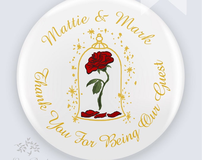 Personalized Beauty and The Beast Rose Favors Birthday Party Favors Enchanted Rose gifts