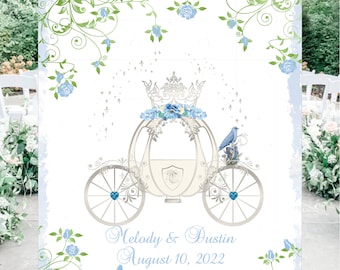 Digital Personalized Royal Wedding Carriage Cinderella Blue Rose Welcome Sign lovebirdslane #WS830.23