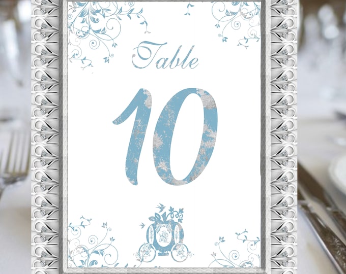 Watercolor Pumpkin Carriage Table Numbers Select Your Numbers | Table Cards | Princess Table Cards | Build Your Own Set