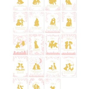 Numeri da tavolo con citazioni del libro di fiabe rosa e oro / Crea il tuo set / Citazioni da tavolo / Citazioni da tavolo per compleanni