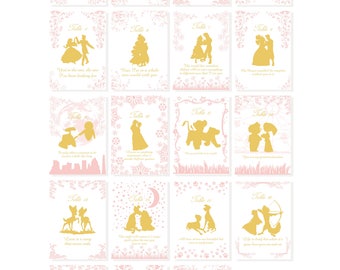 Pink & Gold Story Book Zitierfähige Tischnummern | Erstellen Sie Ihr Set | Zitierfähige Tischkarten | Zitierfähige Tischkarten zum Geburtstag