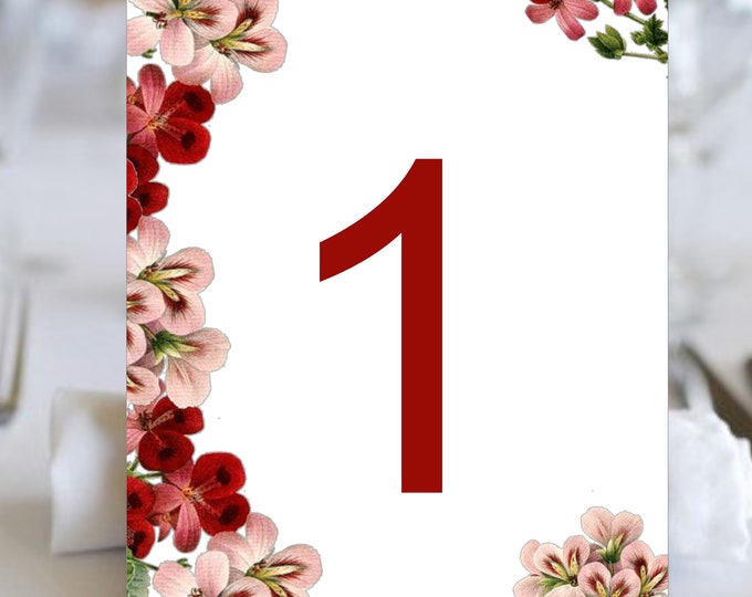 Autumn Wedding Table Numbers | Table Seating Cards | Item TN-830-1 | Rose Table Setting