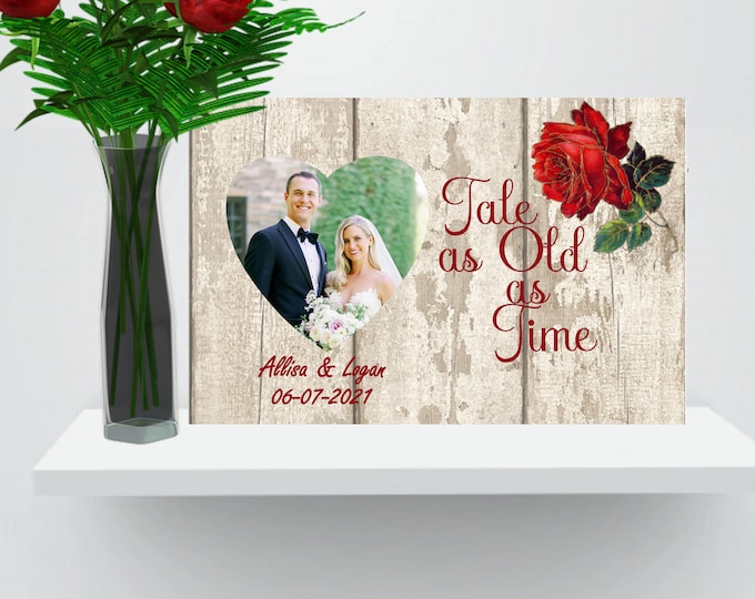 Beauty and The Beast Personalized Wood Picture Frame - Wedding Gift- New Home Gift- Anniversary Gift #WF-025