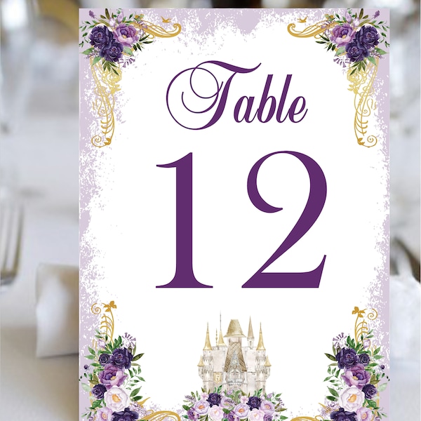 Table Numbers Purple Gold Vintage Castle TC0825