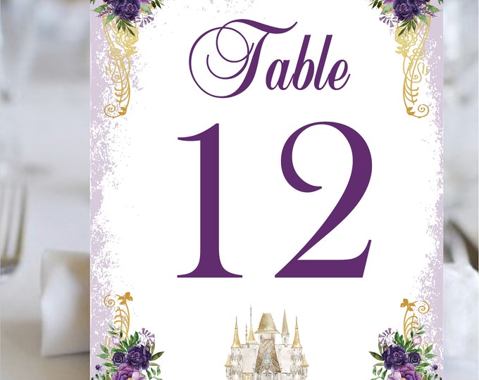 Table Numbers Purple Gold Vintage Castle TC0825