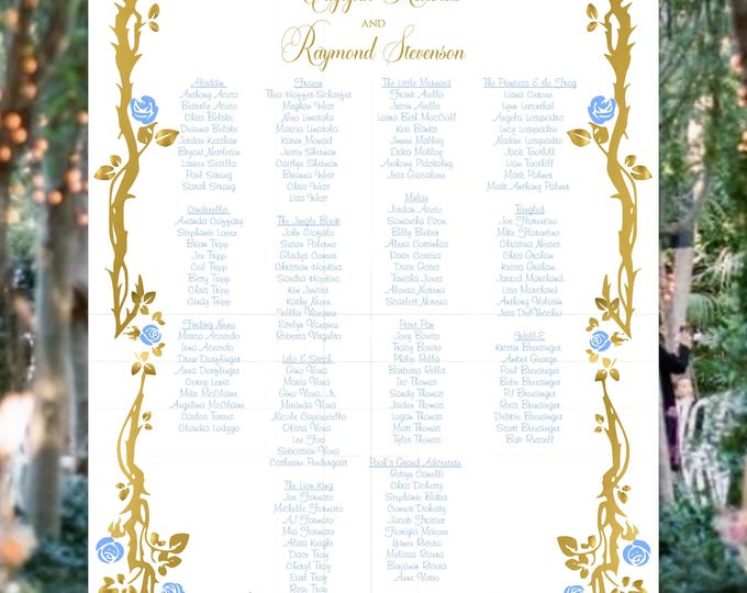 Cinderella Blue Wedding Seating Table Sign - Rustic Wedding Sign - Wedding Sign - Ready to Hang - lovebirdslane #TC-0923-1