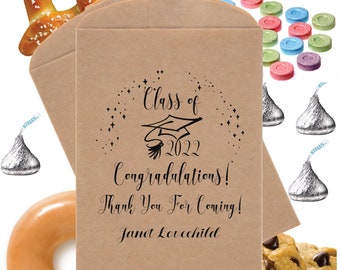 Personalized Graduation Favors Graduation Favor Bags Donut Cookie Popcorn Gift Bags  Class of 2022  #FB514-3