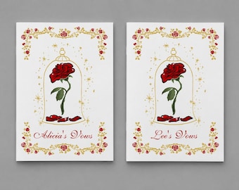 Personalized Wedding Vow Books | Enchanted Rose Collection | Set of 2 Books Handmade
