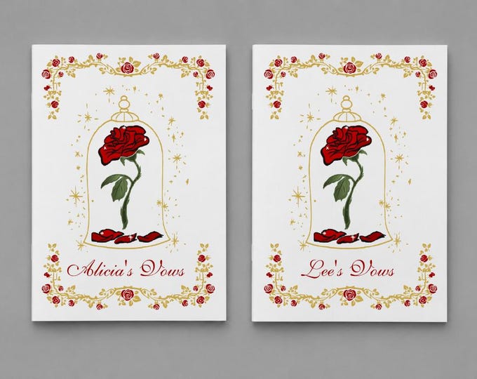 Personalized Wedding Vow Books | Enchanted Rose Collection | Set of 2 Books Handmade