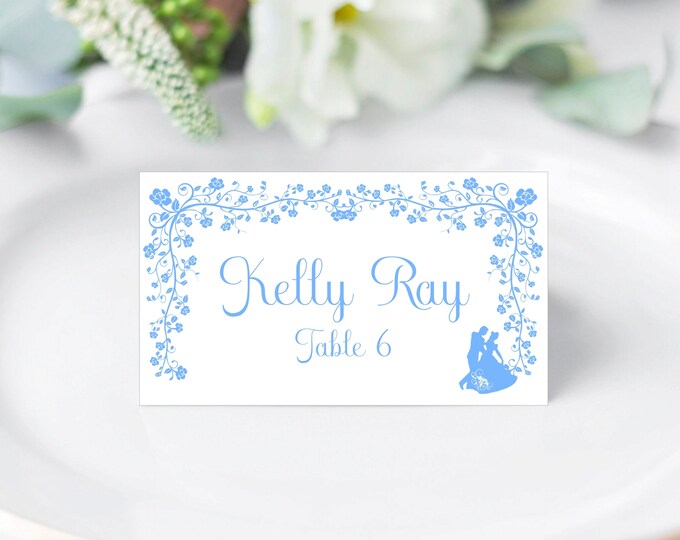 Cinderella Blue Place Cards Sweet 16 Birthday Place Cards Wedding Event Place Cards #314