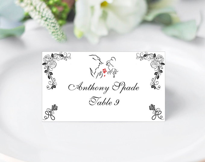 Place Beauty and The Beast Fairy Tale Princess Wedding Escort Cards Table Seating Reserved Seating Cards #TC75