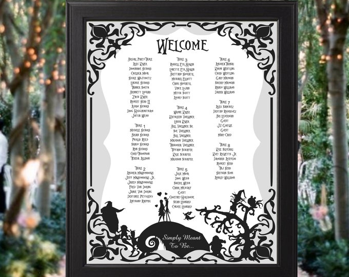 Digital Nightmare Before Meant To Be Wedding Seating Table Sign - Rustic Wedding Sign - Wedding Sign - Ready to Hang - lovebirdslane