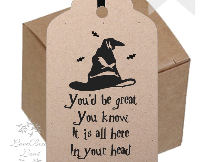 Personalized Harry Pottery Sorting Hat Thank You Gift Tags | Personalized Thank You Card | lovebirdslane #GT-041