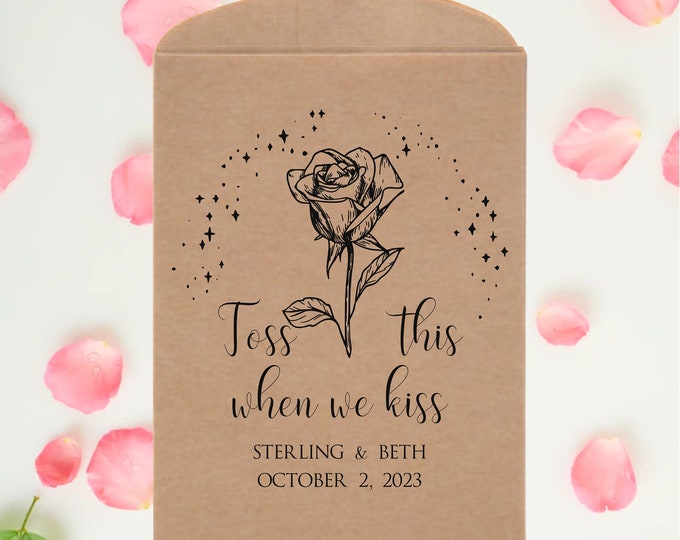Personalized Enchanted Rose Wedding Petal Toss Packets - EMPTY Bags