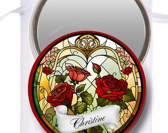 Vintage Rose Personalized Pocket Mirrors | Bridal Shower Pocket Mirrors | Baby Shower Gift #CM0809-3