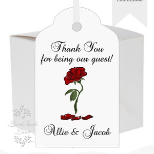 Tarjetas de agradecimiento de La Bella y la Bestia para damas de honor / Tarjetas de agradecimiento de Enchanted Rose / Tarjeta de agradecimiento personalizada / lovebirdslane #T430-1