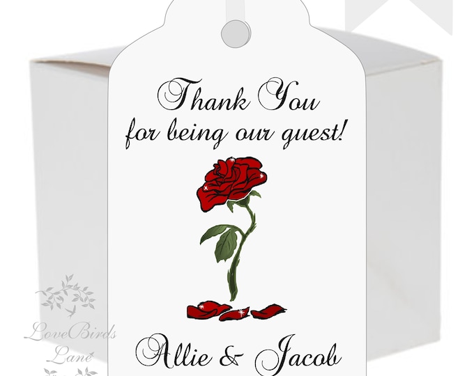 Beauty and the Beast Asking Bridesmaid Cards | Enchanted Rose Thank You Cards | Personalized Thank You Card | lovebirdslane #T430-1