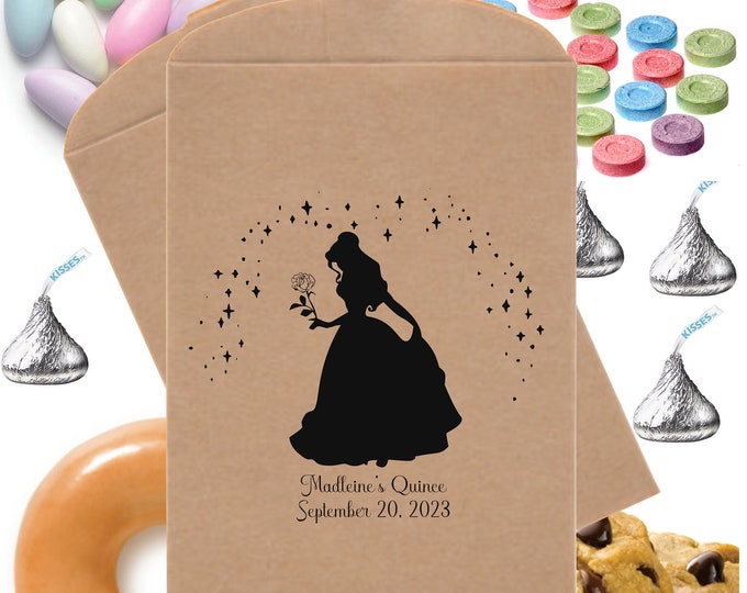Personalized La Belle Quince Birthday Favor Bag  | Candy Buffet Bags Snack Bar Buffet Bags