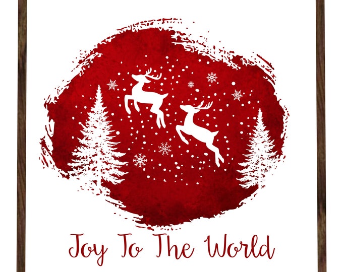 Joy To The World Flying Reindeer Wood Sign Christmas Nativity Sign Rustic Christmas Sign