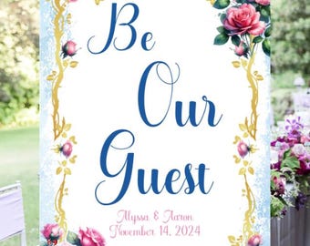 Enchanted Blush Pink Rose Wedding Welcome Sign Guest Book Alternative | Unique Wedding Guestbook |  LovebirdsLane #WS530P