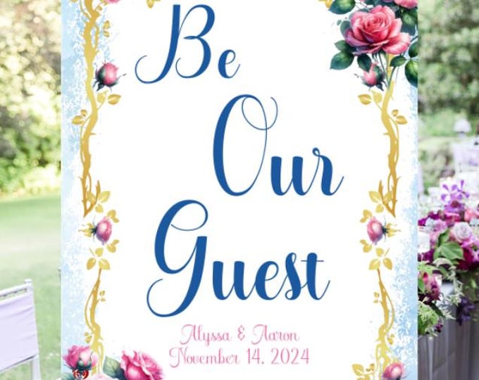 Enchanted Blush Pink Rose Wedding Welcome Sign Guest Book Alternative | Unique Wedding Guestbook |  LovebirdsLane #WS530P