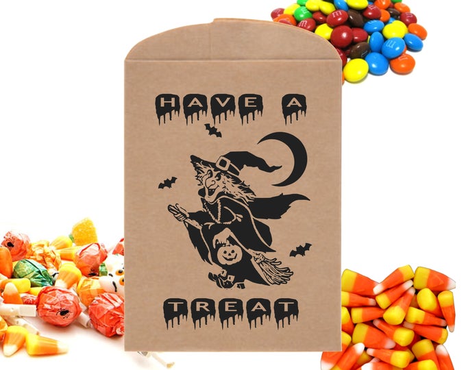 24  Designer Halloween Party Treat Bags Witch Happy Halloween Trick Treat Bags Dessert Table Party Favor Bags Party Favor Bags