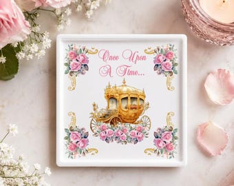 Personalized Enchanted Blush Rose Jewelry Dish | Red Rose Trinket Tray | Romantic Keepsake Gift