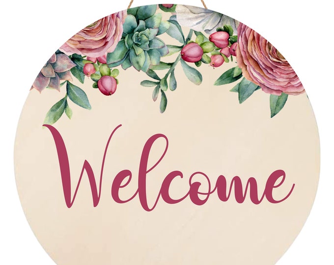 Succulent Welcome Door Sign Wood sign lovebirdslane