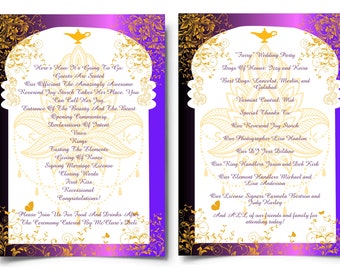 Digital Easy Print Aladdin Wedding Program | Arabian Knights Wedding Program | Calligraphy Wedding Program #421-1D