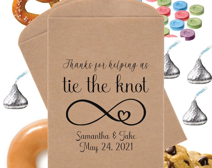 Personalized Eternity Tie The Knot Love Knot Wedding Favor Bag Bridal Shower Thank You Candy Buffet Bags Snack Bar Buffet Treat Bags