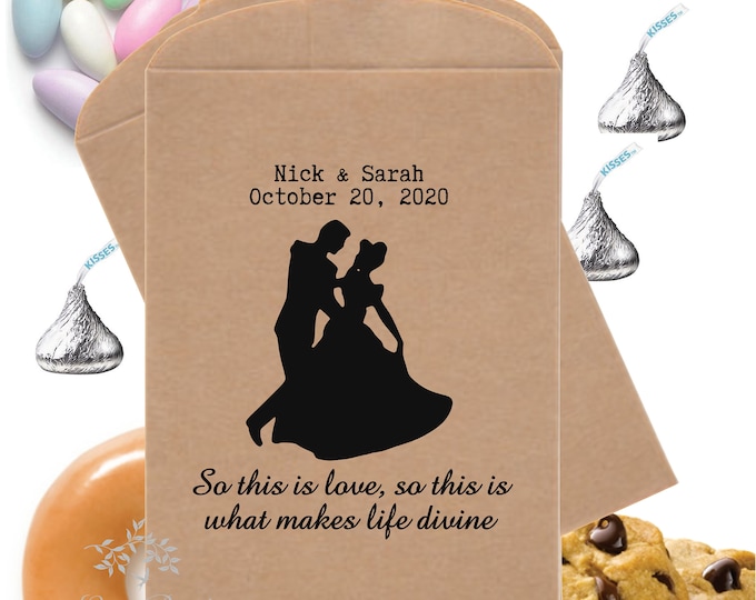 24 Personalized Cinderella Favor Bags Candy Buffet Bag Cookie Bag Wedding Favor Sweet Sixteen Quinceanera