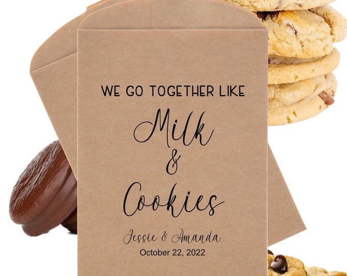 24 Personalized Cookies and Milk Wedding Favor Bags Engagement Dinner Favor Bags Wedding Favor Candy Bag Wedding Favors