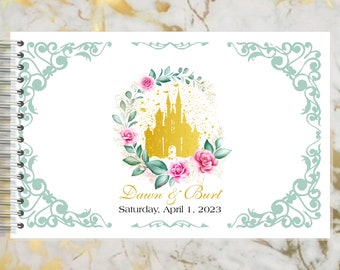 Handmade Cinderella Castle Blush Rose 3 Autograph Guestbook | Memory Journal or Wedding Guest Book | #B-8 lovebirdslane