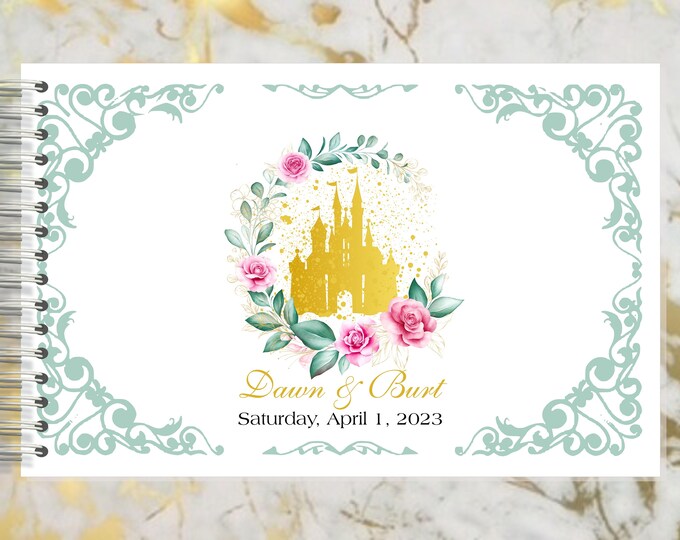 Handmade Cinderella Castle Blush Rose 3 Autograph Guestbook | Memory Journal or Wedding Guest Book | #B-8 lovebirdslane