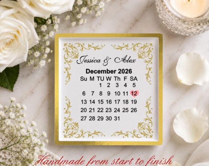 Personalized Wedding Date Ceramic Ring Dish Handmade in the USA: Engagement Gift